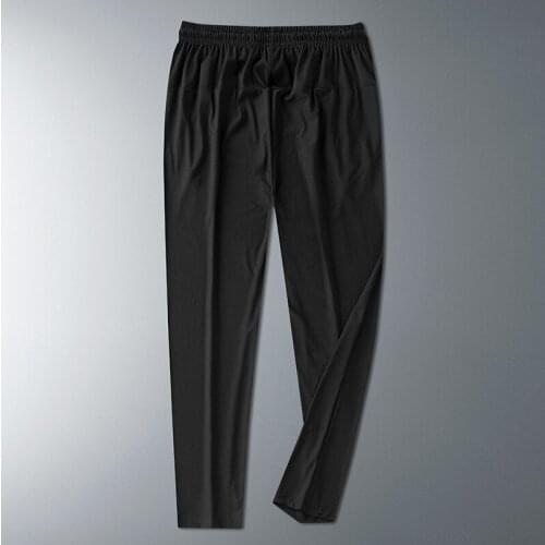 Ice silk summer mens sports casual pants thin elastic fast dry Harun pants loose air-conditioned pants nine-point leggings