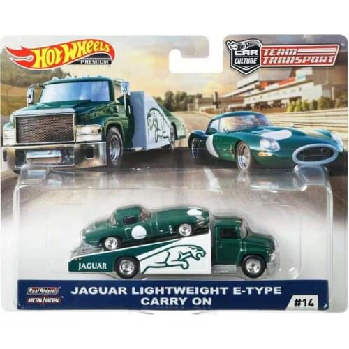 Hot Wheels Car JAGUAR LIGHTWEIGHT E-TYPE CARRY ON Car Culture Team Transport Real Riders Metal Diecast Model Car