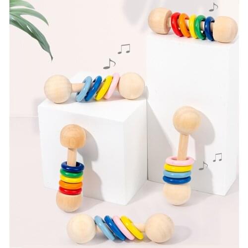 Cartoon Wooden Rattle Baby Orff Musical Instrument Hand Training Toy