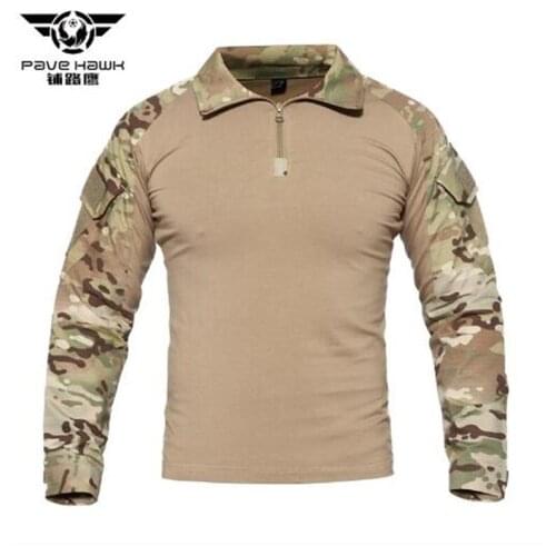 Military Tactical Camouflage Combat Long Sleeve Shirt Autumn and winter Camo Men T-Shirt Hiking Climbing Hunting Base Layers