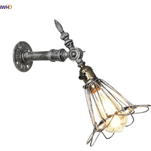 IWHD Silver Water Pipe LED Wall Light Fixtures Adjustable Up And Down With Switch Loft Decor Industrial Wall Lamp Sconce Vintage