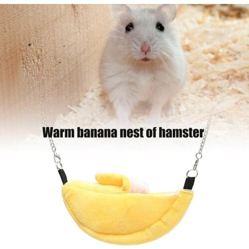 Novelty Banana Shape Nest Plush Cotton Hamster Warm House Hammock Rat Mouse Living House Hanging Tree Beds Hamster Accessories