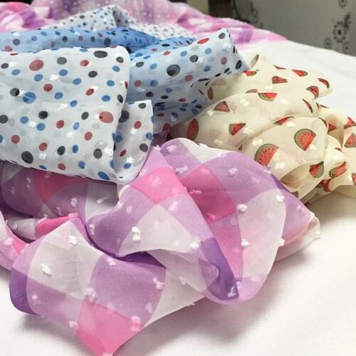 New swiss dot chiffon Watermelon pattern printed chiffon fabric soft breathable DIY dress skirt blouse fabric, by the Meter