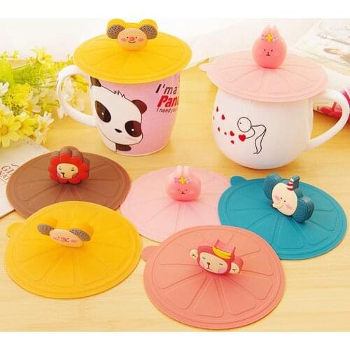 10.8cm Cute Animal Silicone Leakproof Dustproof Sealed Coffee Mug Cup Lid Cover Cartoon Seal the lid of the water cup Accessorie