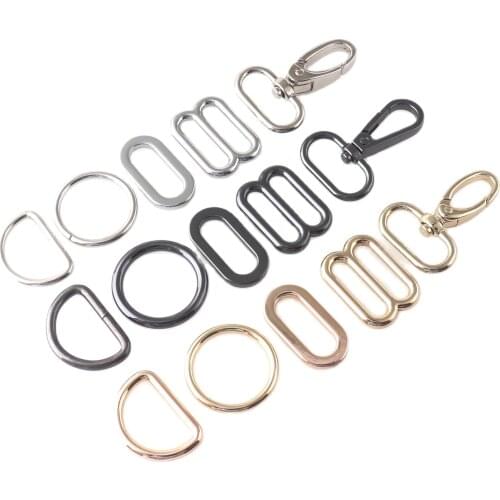 1set 25mm Buckle Adjust D Ring O ring Clasp Snap hook Strap Buckle Purse Hardware for Backpack Bag Webbing sewing Collar leash