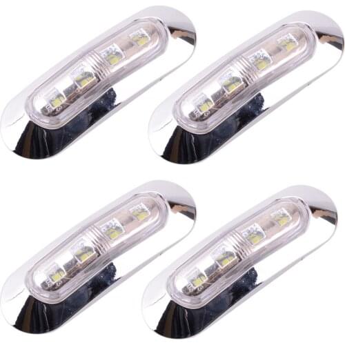1 Set Universal 4 LED Clearance Side Marker Light Lamp White Waterproof 1.2W 24V for Truck Trailer Van Boat Caravan