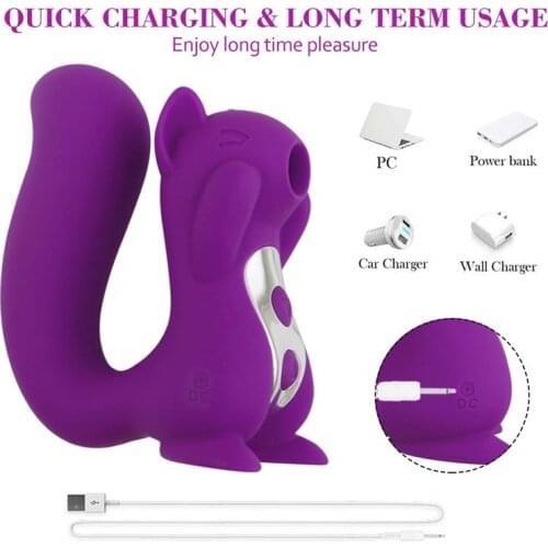 Squirrel Shaped Clit Sucking Vibrator Oral Sex Toy For Women Rechargeable Adult Silicone Clit Stimulator Masturbation Massager