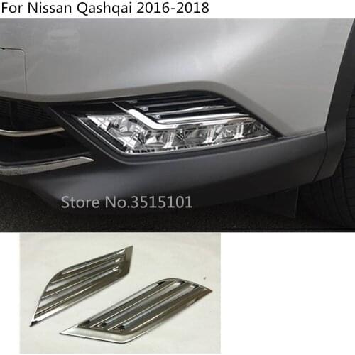 Top Quality Car Body Styling Cover ABS Chrome Lamp Front Head Fog Light Trim Frame 2pcs For Nissan Qashqai 2016 2017 2018