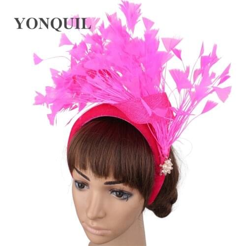 Elegant Women Millinery Party Wedding Headband Ladies Fascinator Feather Accessories Bridal Headwear Fancy Fashion Hair Band