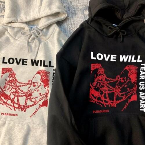 Harajuku Punk Gothic Streetwear Love Will Tear Us Apart Print Tops Lil Peep Hip-Hop Rap Chic Women Hooded Pullover Sweatshirt