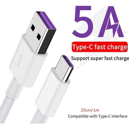 1m 0.25m USB C Cable 5A Supercharge USB Type C Cable for Huawei p20 5A Quick Charging Fast Charger Cable for Honor V10