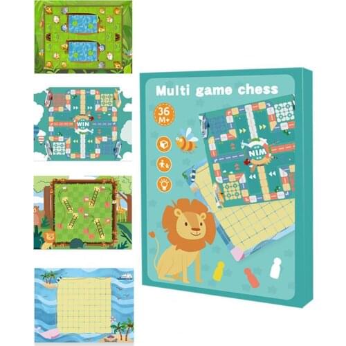 1 Set Good Quality Board Toy Creative Multifunction Four in one Flying Chess Gobang Chess Snake Chess for Kids Table Games