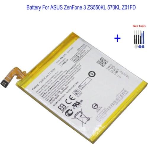 1x 3000mAh C11P1605 Replacement Battery For ASUS ZenFone 3 ZS550KL 570KL Z01FD + Repair Tools kit