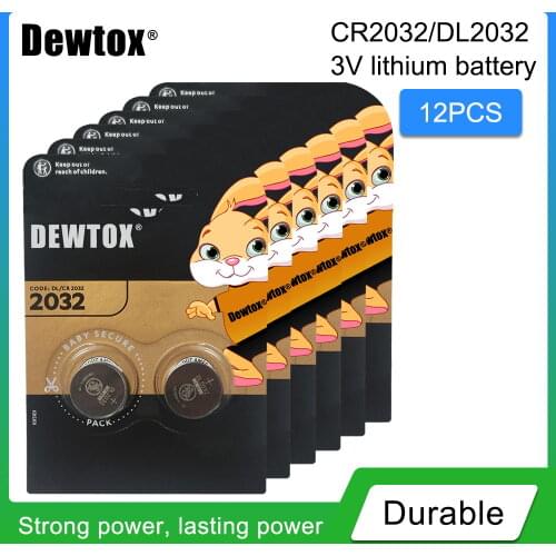 12pcs Cell Coin Button Batteries for DURACELL CR2032 DL2032 CR 2032 KCR2032 5004LC ECR2032 3V Lithium Battery