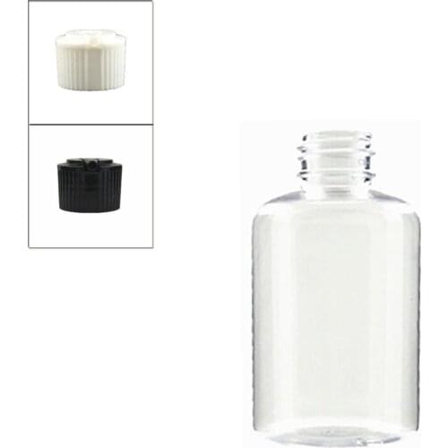120ml empty Dispensing Cap boston round plastic bottle , clear pet bottle with white ribbed skirt spouted dispensing lid