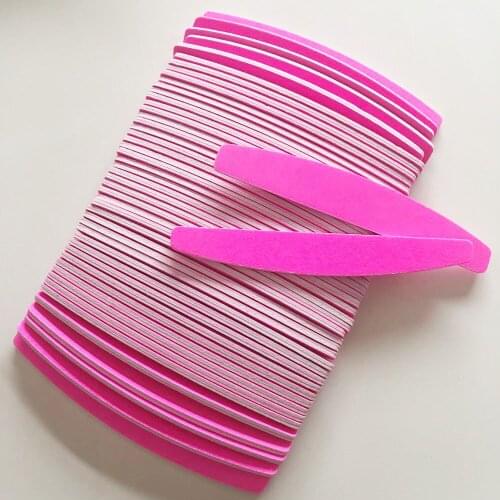 50 pcs high quality pink halfmoon shape nail file 200/240 professional nail file