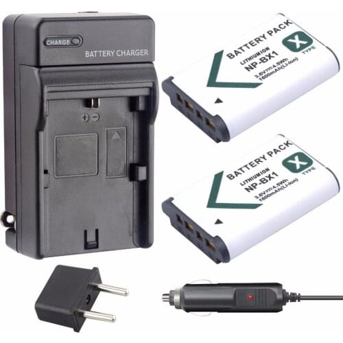 2pcs 1600mAh NP-BX1 NP BX1 BX1 Battery + Charger for Sony Cyber-shot RX1 RX100 RX100 IV WX300 H400 HX300,HDR-AS10 AS200VR CX240