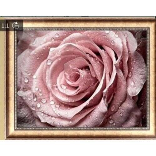 Full diamond 5D Diy Diamond Painting Cross Stitch Pink Rose Diamond Embroidery Flower Vertical Print Rubiks Cube Drill