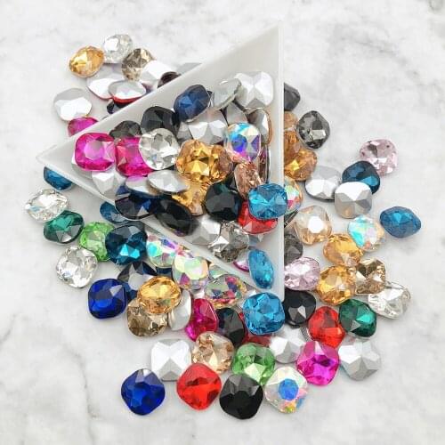 Shinny Mix color Square Sewing Rhinestone Strass Crystal Stone Sew on Clear Crystal Rhinestone for Clothing Bags Shoes Wedding
