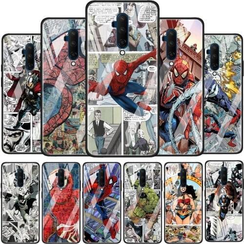 Marvel Comic Spider Man Tempered Glass Cover For OnePlus Z 7 8 9 7T 8T 9R Nord 5G Pro Silicone Phone Case Coque