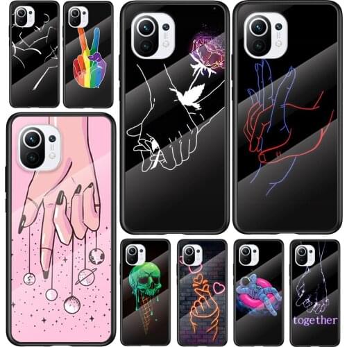 Tempered Glass Cover Line Art illustrations For Xiaomi Mi 11 11i 10T CC9E CC9 9T Note 10 Ultra Pro Lite 5G Phone Case