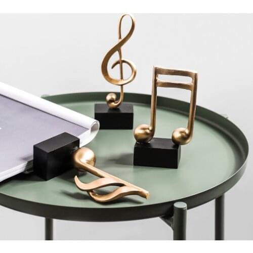 Figurine Decorative Art Statuette Golden Musical Note Handicraft Living Room Wine Cabinet Desk Ornaments Home Decor