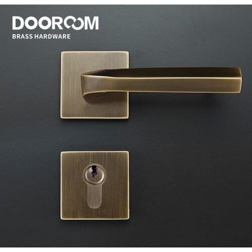 Dooroom Brass Door Lever Loft Modern American Interior Room Door Lock Bedroom Split Safety Mechanical Set Brass Handle Pull Knob
