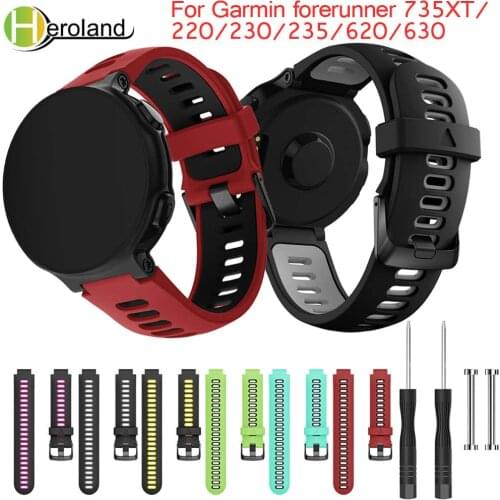 Double Colorful Silicone sport Accessories Wrist Straps For Garmin forerunner 735XT/220/230/230/620 Replacement smart Watchband