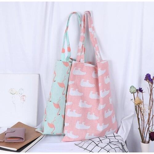 1PCS Eco High Capacity Grocery Bags Animal Print Shopping Tote Beach Handbag Cotton Linen Women Casual Reusable Shopping Bag