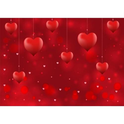 Red Heart Flare Bokeh Photography Backdrop Vinyl Cloth Background for Baby Lovers Valentines Day Wedding Photocall Photo Studio