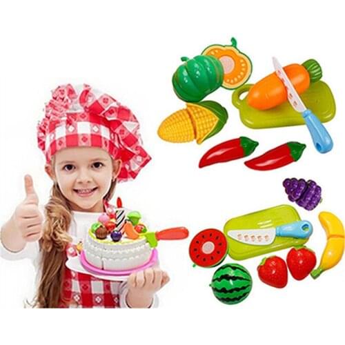Kitchen Plastic Fruit Vegetable Food Pretend Reusable Role Play Cutting Set
