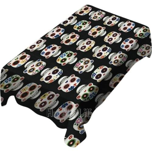 Mexican Black And White Sugar Skull Hip Hop Background Tablecloth For Indoor And Outdoor Home Decor