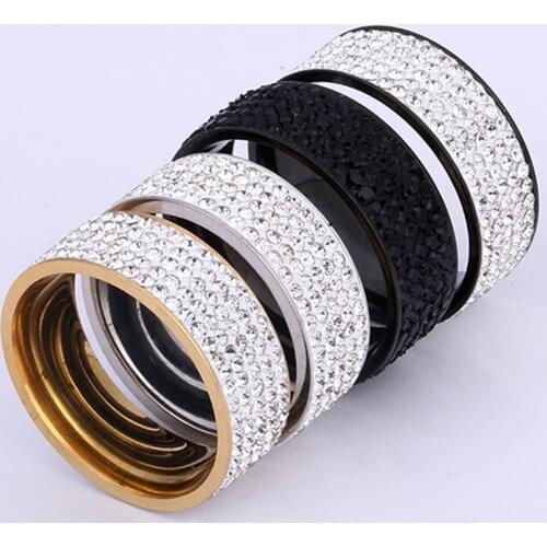 Fashion 5 Rows Crystal Stainless Steel Ring Women for Elegant Full Finger Love Wedding Engagement Rings Jewelry Men anniversary