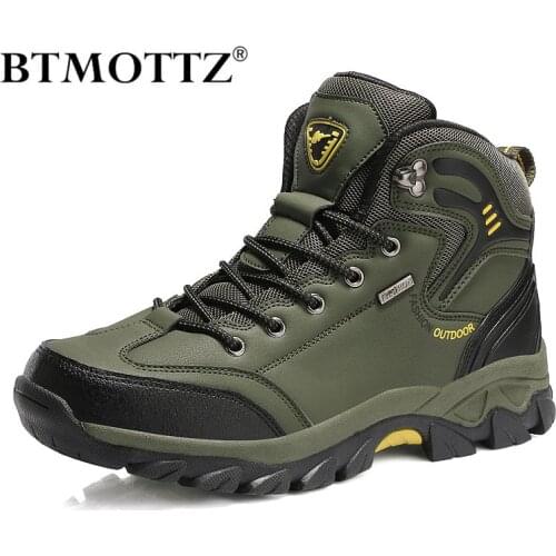 Winter Ankle Boots Men Leather Casual Shoes Outdoor Camping Waterproof Work Tooling Mens Boots Sneakers Military Army Botas 2019