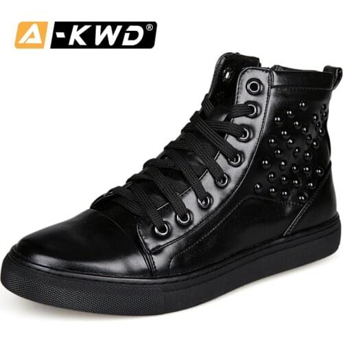 2019 Fashion Black Dr Leather Boots Autumn Rubber Boots Men Side Zippers Mens Boots High Top Sneakers Mens Leather Sneakers Men