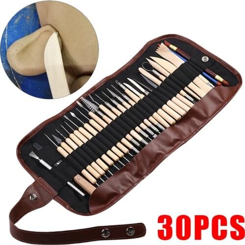 14/30pcs DIY Clay Pottery Ceramic Sculpting Hand Tools Woodwork Sculpting Tool Kit With Bags Wood Clay Art Crafts Modeling Carve
