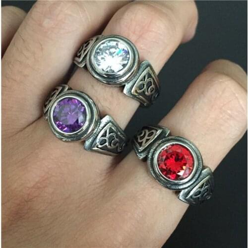 2016 Newest Women Mens Cool New Band 3 Colors Crystal Stone Ring Biker Ring Fashion Stainless Steel Jewelry