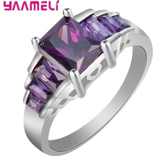 New Luxury Cubic Zirconia 925 Sterling Silver Princess Rings For Women Lady Anniversary Engagement Gift Jewelry Wholesale Anel