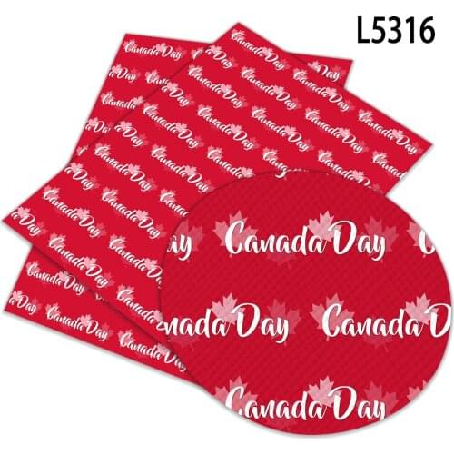 New Canadian Day Printed Synthetic Leather Fabric for Holiday Crafts Hair Bow Accessory Decoration A4 22*30cm