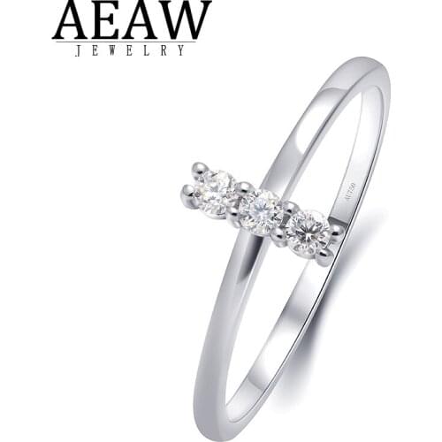 0.103ctw Round Excellent Cut Moissanite Engagement Ring 10k White Gold for Women Wedding Band Bride Anniversary