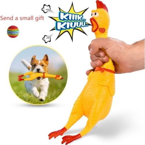 Pets Dog Toys Screaming Chicken Squeeze Sound Toy for Dogs Super Durable & Funny Squeaky Yellow Rubber Chicken Dog Chew Toy