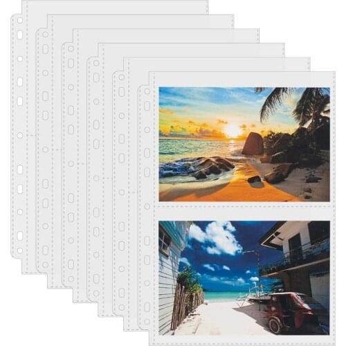 5 Pack Clear Photos or Postcards Page Protectors Plastic Photo Holder Sleeves for 3 Ring Binder Two 5'' x 7'' Pockets Per Page
