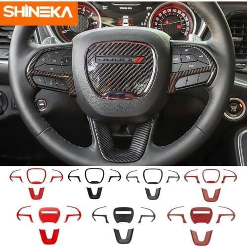 SHINEKA Car Steering Wheel Decor Accessories For Dodge Challenger 2015+ For Dodge Durango 2014+ For Dodge Charger 2015+ Styling