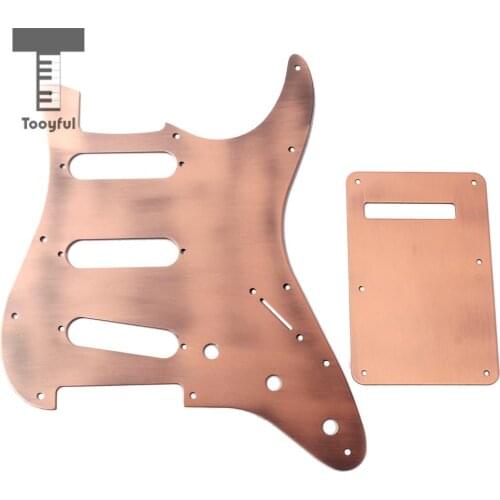 Tooyful Newest Aluminum Alloy SSS Acoustic Guitar Pickguard Shield w/ Standard Backplate for ST Electric Guitar Accessory Copper