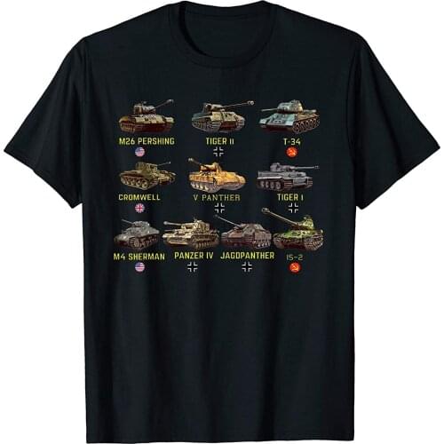 Top Ten Best WW2 Tanks M4 Sherman Panzer IV Tiger II T-34 T-Shirt
