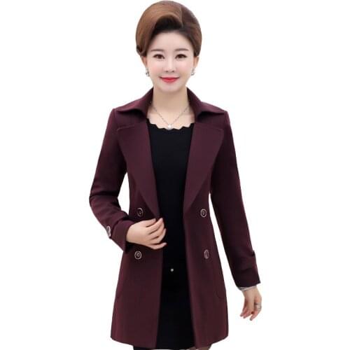 New tops coat windbreaker womens jacket autumn fashion Slim medium long plus size womens spring Double breasted overcoat