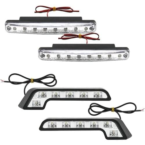 2Pcs LED Car Daytime Running Light 6/8 LEDs Automobile Driving Light Fog Lamp 12V 6000K