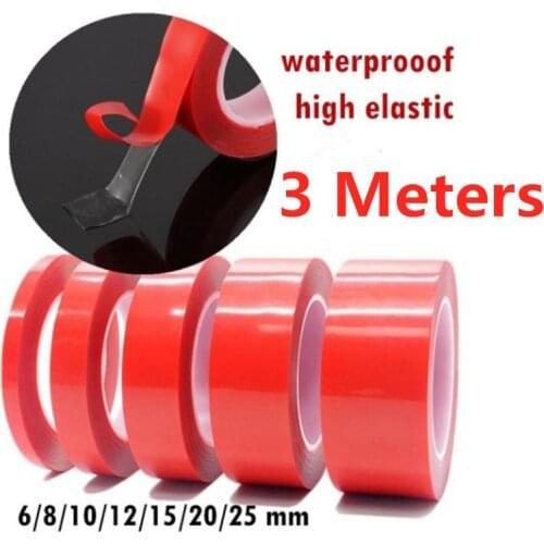 3m Long Transparent Strong Non-marking Waterproof Double-sided Tape Red Film Acrylic Auto Parts High Temperature Resistance