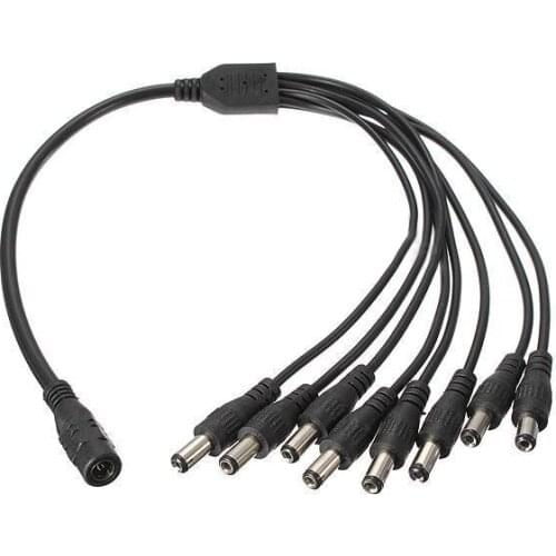 5.5x2.1mm 8 Channel Splitter DC Power Cable Power Supply For Secuirty CCTV System