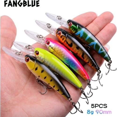 5pcs Minnow Fishing Lure 8g 90mm Artificial Hard Bait Wobblers Minnow Bait 3D Eyes Fishing Lure For Carp Fishing Accessories